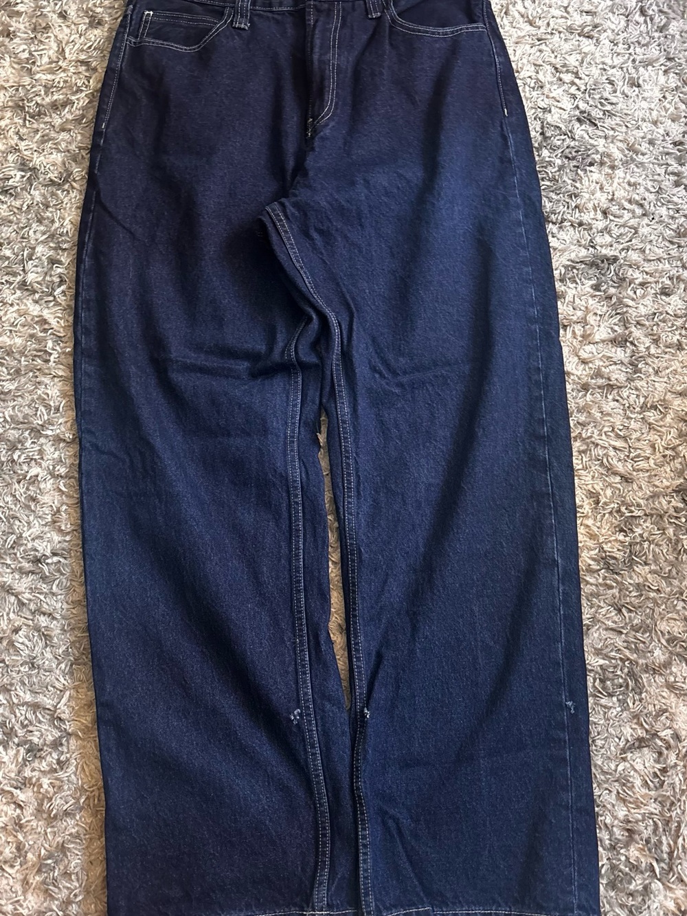 Bershka Men's Navy Straight-Leg Jeans